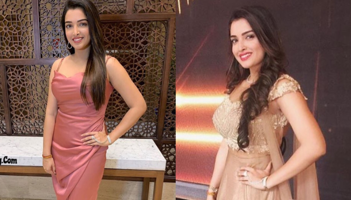 Amrapali Dubey Nude Color Dress Amrapali Dubey Nude Color Dress